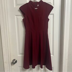 MM Lafleur Red A-Line Mini Dress with Mock Neck